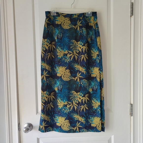 Briggs New York Dresses & Skirts - Vintage High Waist Maxi Skirt Floral Tropical Blue Green